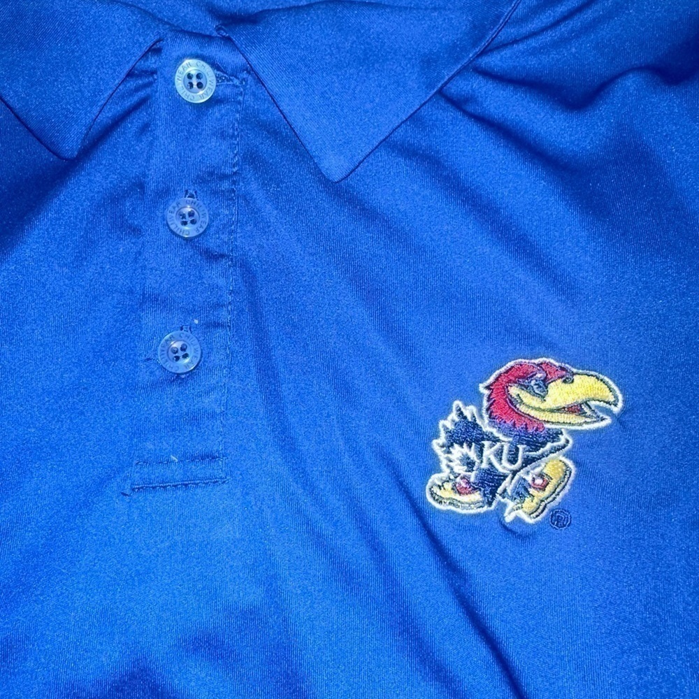 Men’s pre own as is Kansas size XL blue polo shirt - Picture 2 of 4
